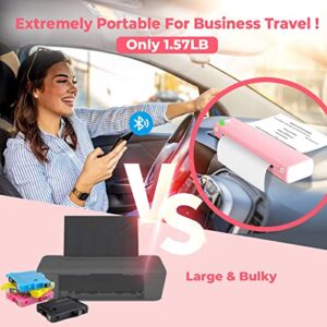 Portable Printers Wireless for Travel - Bluetooth Thermal Mobile Printer Portable - M08F Portable Wireless Printer Support 8.5" X 11" US Letter, Small Portable Printer for Laptop & Phone, Office,Pink