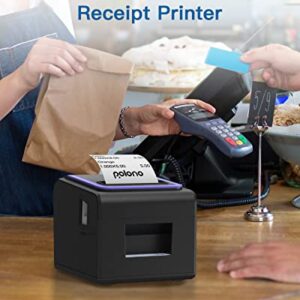 POLONO Receipt Printer, 3 1/8" 80mm PL330 Thermal Receipt Printer, 300mm/s POS Receipt Printer with Auto-Cutter for Cash Drawer/ESC/POS, POS Printer Compatible with Windows MAC OS Ethernet Serial USB