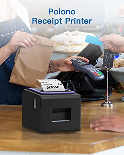 POLONO Receipt Printer, 3 1/8" 80mm PL330 Thermal Receipt Printer, 300mm/s POS Receipt Printer with Auto-Cutter for Cash Drawer/ESC/POS, POS Printer Compatible with Windows MAC OS Ethernet Serial USB