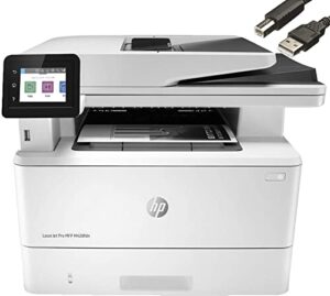 hp laserjet pro mfp m428fdn monochrome laser all-in-one printer, print scan copy fax, automatic 2-sided printing, 40 ppm, 250-sheet, 1200 x 1200 dpi, 512 mb, bundle with jawfoal printer cable