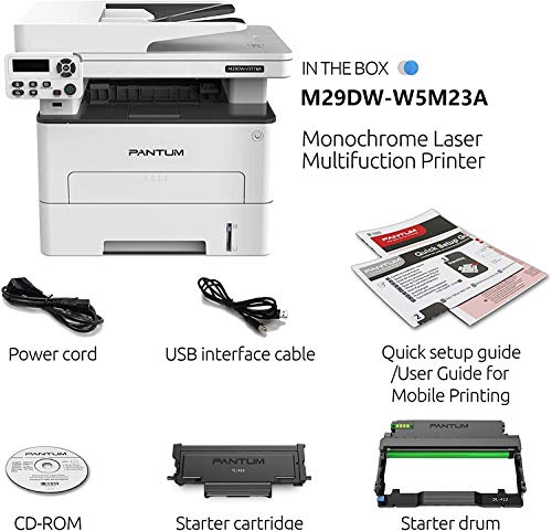 All in One Multifunction Laser Printer Scanner Copier Wireless Monochrome Black and White Printers with USB Cable Home Office - Print Copy Scan (High Speed Up to 33 ppm)