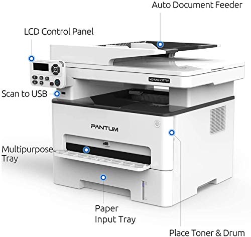 All in One Multifunction Laser Printer Scanner Copier Wireless Monochrome Black and White Printers with USB Cable Home Office - Print Copy Scan (High Speed Up to 33 ppm)