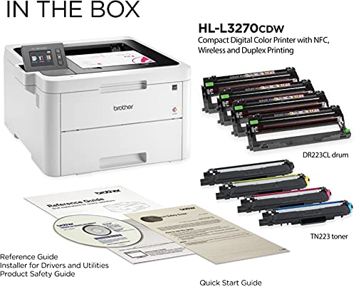 Brother HL-L3270C Compact Wireless Digital Color Laser Printer with NFC for Home Office - Print Only - 2.7" Color Touchscreen, Auto Duplex Printing, Speed Up to 25 ppm, 250 Sheet