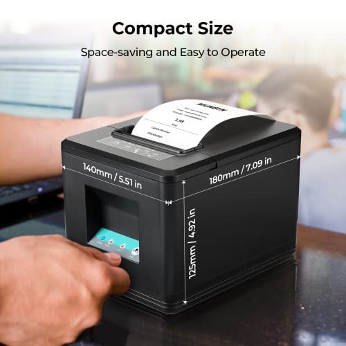 MUNBYN 80mm USB Receipt Printer, POS Printer with Auto Cutter ESC/POS Command Support Windows and Thermal Paper 3 1/8 x 230ft, 10 Rolls Receipt Paper Work for Star