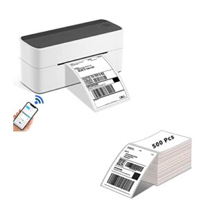 Phomemo Bluetooth Thermal Label Printer, Shipping Label - 4" x 6" Fan-Fold Labels, 500 pcs