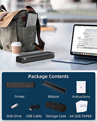 HPRT Portable Printer Wireless Bluetooth Thermal Transfer Mobile Printer Inkless Phone Compatible with Android and iOS, Laptop for Travel 8.5" X 11" US Letter&A4 Paper (USB Driver Included)