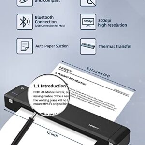 HPRT Portable Printer Wireless Bluetooth Thermal Transfer Mobile Printer Inkless Phone Compatible with Android and iOS, Laptop for Travel 8.5" X 11" US Letter&A4 Paper (USB Driver Included)