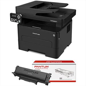 pamtum m7102dw all in one laser printer scanner copier, multifunction black and white monochrome printer with adf, auto two sided printing with toner tl-410x