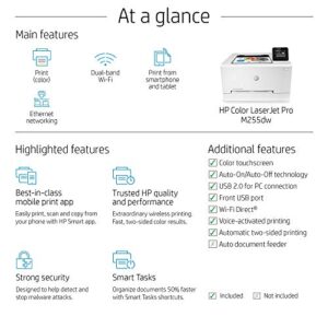 HP Color Laserjet Pro M255dw Wireless Laser Printer, Remote Mobile Print, Duplex Printing (7KW64A), White, One Size (7KW64A#BGJ) (Renewed)