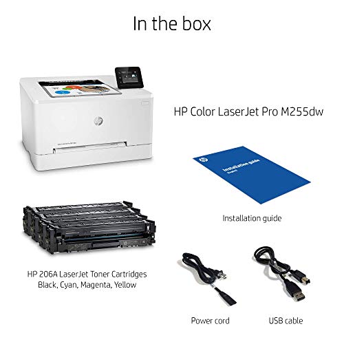 HP Color Laserjet Pro M255dw Wireless Laser Printer, Remote Mobile Print, Duplex Printing (7KW64A), White, One Size (7KW64A#BGJ) (Renewed)