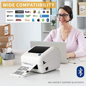 Bluetooth Thermal Shipping Label Printer - High Speed 4x6, Bluetooth Support PC and Mobile, USB for MAC, Bluetooth for PC and Phone, Compatible with Ebay, Amazon, Shopify, Etsy, USPS Barcode