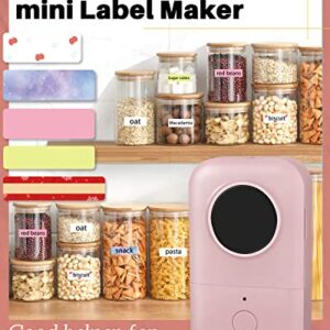 Memoqueen D30 Mini Label Printer - Portable Thermal Bluetooth Label Maker Machine with Tape,Small Sticker Printer Labeler Compatible with Phomemo D30 iOS&Android,for Home Office Organization,Pink