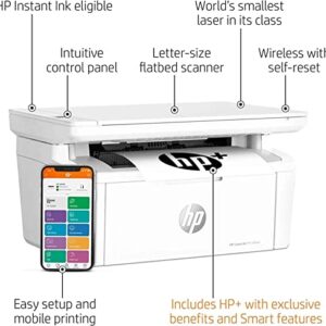 HP Laserjet MFP M140we Wireless All-in-One Monochrome Laser Printer and Bonus 6 Months Instant Ink, White - Print Copy Scan - 21 ppm, 600 x 600 dpi, 8.5 x 14, Cbmou Printer_Cable