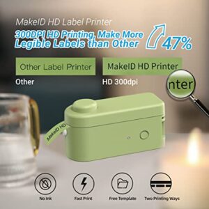 MakeID Label Makers HD (300dpi), Mini Inkless Pocket Wireless L1 Label Maker Machine Multiple Templates Available for Android iOS Handheld Sticker Label Printer USB Rechargeable Labeler Easy to Use