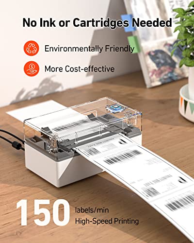 MUNBYN P130 Shipping Label Printer, 4"x6" Direct Thermal Shipping Label Compatible with DYMO LabelWriter 4XL 1744907,1755120, 220 Labels/Roll
