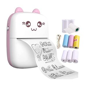 KGG Portable Mini Printer Pocket Wireless Bluetooth Thermal Printers with 9 Rolls Printing Paper for Photo Receipt Label Memo Wrong Question Notes QR Code Inkless Printing with iOS Android APP Pink