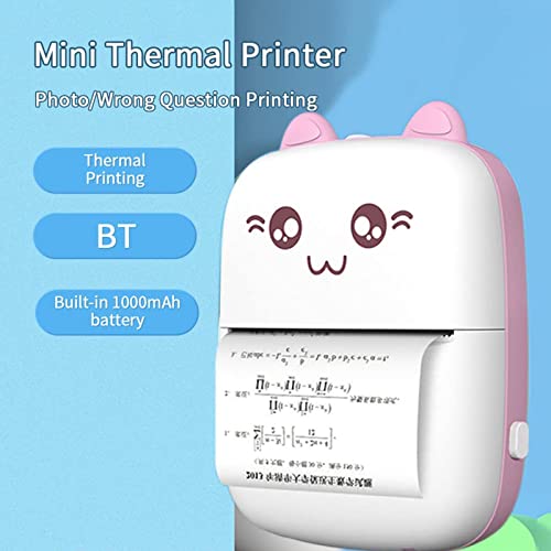 KGG Portable Mini Printer Pocket Wireless Bluetooth Thermal Printers with 9 Rolls Printing Paper for Photo Receipt Label Memo Wrong Question Notes QR Code Inkless Printing with iOS Android APP Pink