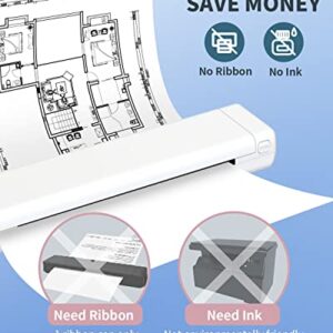 Odaro White M08F Letter Portable Printer for Travel with 200 Sheets Continual Thermal Paper 8.5" X 11" Letter Size