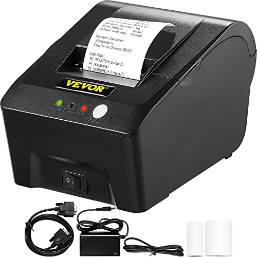 VEVOR Printer Receipt, 58mm Thermal Printer, USB Port Printer, ESC/POS Command Thermal Receipt Printer, Portable for Bank, Supermarket, Office, Restaurant Support Win 2003/XP/7/8/10 & Cashbox Driver