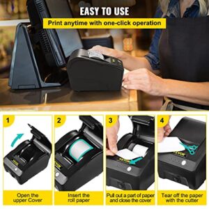 VEVOR Printer Receipt, 58mm Thermal Printer, USB Port Printer, ESC/POS Command Thermal Receipt Printer, Portable for Bank, Supermarket, Office, Restaurant Support Win 2003/XP/7/8/10 & Cashbox Driver