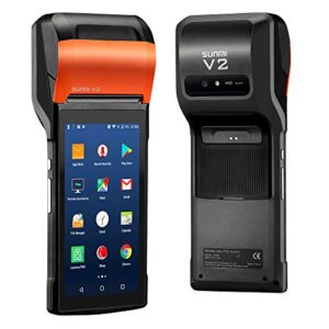 pos android 7.1 pda portable pos terminal sunmi v2 pda esim 4g wifi with camera speaker receipt printer for mobile market order