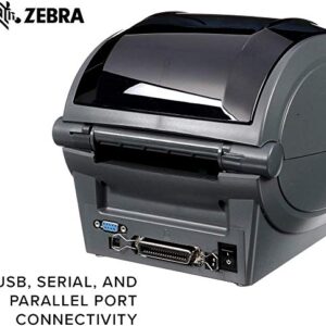 ZEBRA GX420t Thermal Transfer Desktop Printer Print Width of 4 in USB Serial and Parallel Port Connectivity GX42-102510-000