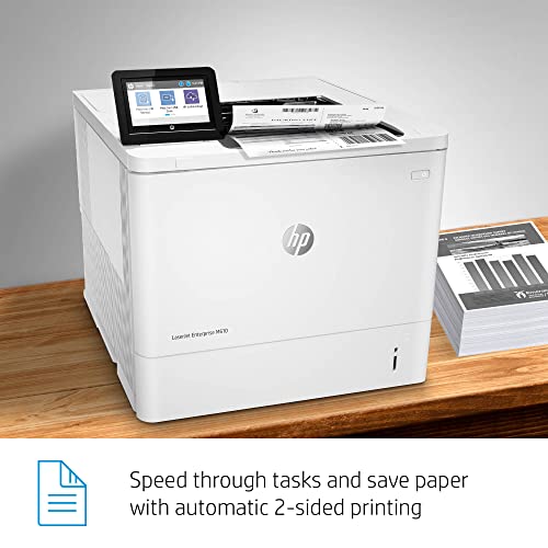 HP Laserjet Enterprise M610dn Single-Function Wired Monochrome Laser Printer, White - Print only - 4.3" Touchscreen, 55 ppm, 1200 x 1200 dpi, Auto Duplex Printing, Ethernet - Cbmou External Webcam