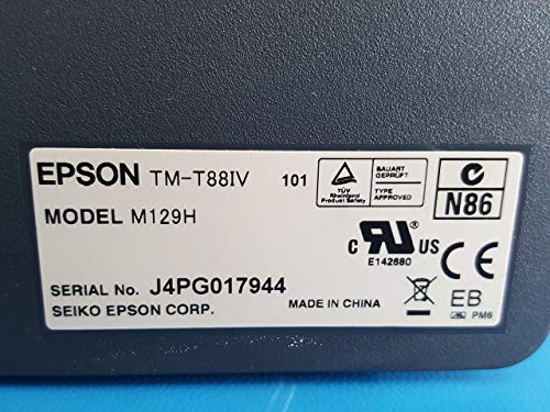 Epson TM-T88IV Model M129H - Dark Gray POS Thermal Receipt Printer USB Port with Epson PS-180 Power Supply & 3 Rolls of Receipt Paper - (Renewed)