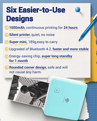 Memoking Inkless Bluetooth Printer - HD 300dpi Photo Sticker Printer Machine Mini - M02 Pro Thermal Mini Printer for Pad&Phone - 2" Mini Sticker Maker Machine Printer for Memo,Photo,DIY,Fun,1D/QR,Logo