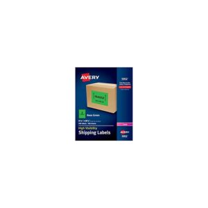avery neon shipping labels for laser printers, 5-1/2″ x 8-1/2″, 200 green labels (5952)