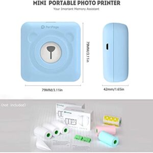 PeriPage Mini Printer, Portable Sticker Bluetooth Printer for Printing Student Notes, Journal, Memo, Mobile Printer, Pocket Printer, Received Printer with USB Cable, Supports Android iOS Windows-Blue