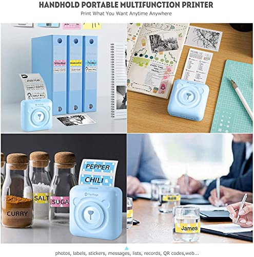 PeriPage Mini Printer, Portable Sticker Bluetooth Printer for Printing Student Notes, Journal, Memo, Mobile Printer, Pocket Printer, Received Printer with USB Cable, Supports Android iOS Windows-Blue