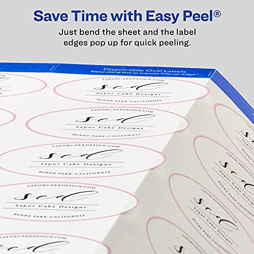 Avery Printable Blank Oval Labels, 1.5"x 2.5", White Dissolvable, 90 Customizable Labels (4223)