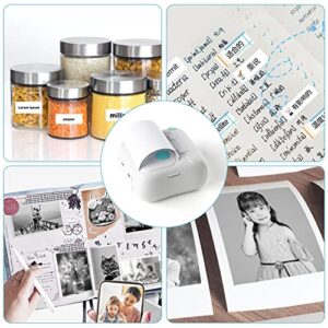 Portable Mini Printer, Small Pocket Thermal Printer with 7 Color Lamp, Bluetooth Wireless Smart Photo Printer with 7 Rolls Paper, Label Maker Machine with iOS Android for Notes, Memos and DIY Painting