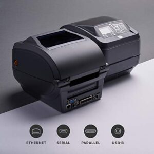 ZEBRA ZD500t Thermal Transfer Desktop Printer 300 dpi Print Width 4 in Ethernet Parallel Serial USB ZD50043-T01200FZ