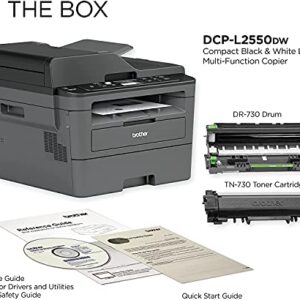 Brother DCP L25 50DWB All-in-One Wireless Monochrome Laser Printer, Print Scan Copy, Automatic Duplex Printing, 128MB Memory, 2400 x 600 dpi, 36 ppm, 250-Sheet, 50-Sheet ADF, Durlyfish