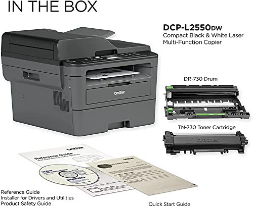 Brother DCP L25 50DWB All-in-One Wireless Monochrome Laser Printer, Print Scan Copy, Automatic Duplex Printing, 128MB Memory, 2400 x 600 dpi, 36 ppm, 250-Sheet, 50-Sheet ADF, Durlyfish