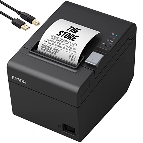 Epson TM-T20III Thermal POS Receipt Printer, Black - USB Type B, Serial Interfaces and DK Port - Print Speeds Up to 250mm/sec, 203 dpi, Auto-Cutter, Monochrome, DAODYANG Printer_Cable