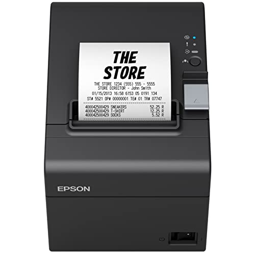 Epson TM-T20III Thermal POS Receipt Printer, Black - USB Type B, Serial Interfaces and DK Port - Print Speeds Up to 250mm/sec, 203 dpi, Auto-Cutter, Monochrome, DAODYANG Printer_Cable