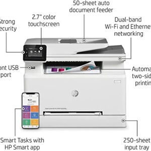 HP Color Laserjet Pro M283fdwA Wireless All-in-One Laser Printer, Print Scan Copy, Remote Mobile Print, Auto 2-Sided Printing, 22 ppm, 250-Sheet, Works with Alexa, Bundle with JAWFOAL Printer Cable