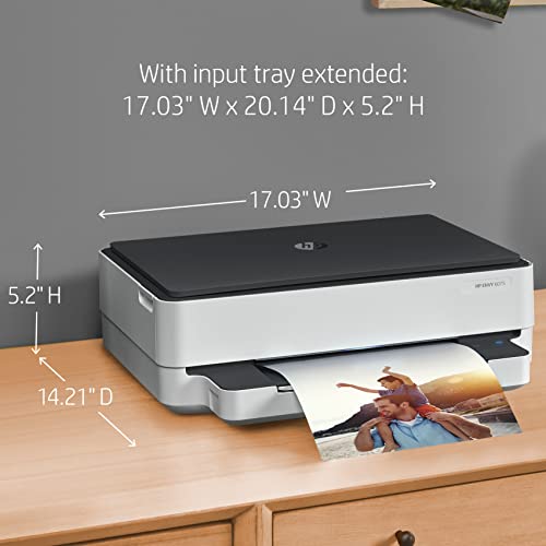 HP Envy 6075 Wireless All-in-One Color Inkjet Printer, White/Black - Print Scan Copy - 10 ppm, 4800 x 1200 dpi, Auto 2-Sided Printing, Borderless Printing, Bluetooth, USB