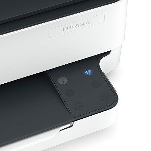 HP Envy 6075 Wireless All-in-One Color Inkjet Printer, White/Black - Print Scan Copy - 10 ppm, 4800 x 1200 dpi, Auto 2-Sided Printing, Borderless Printing, Bluetooth, USB