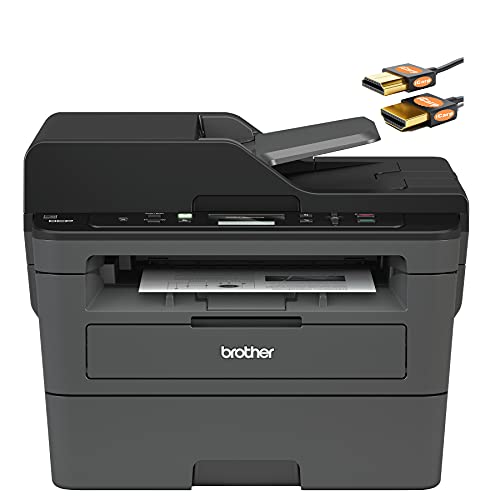 Brother DCP-L25 50DW Monochrome All-in-One Wireless Laser Printer - Print Copy Scan - Mobile Printing - Auto Duplex Printing – Print Up to 36 PPM - Up to 250 Sheets/Tray - ADF + HDMI Cable