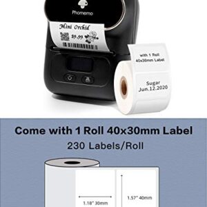 Phomemo M110 Bluetooth Label Maker with 3 Rolls 1.18" x 0.79" (30x20mm)，Bluetooth Thermal Label Maker Printer for Clothing, Jewelry, Retail, Mailing, Barcode, Compatible with Android & iOS System