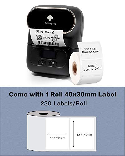 Phomemo M110 Bluetooth Label Maker with 3 Rolls 1.18" x 0.79" (30x20mm)，Bluetooth Thermal Label Maker Printer for Clothing, Jewelry, Retail, Mailing, Barcode, Compatible with Android & iOS System