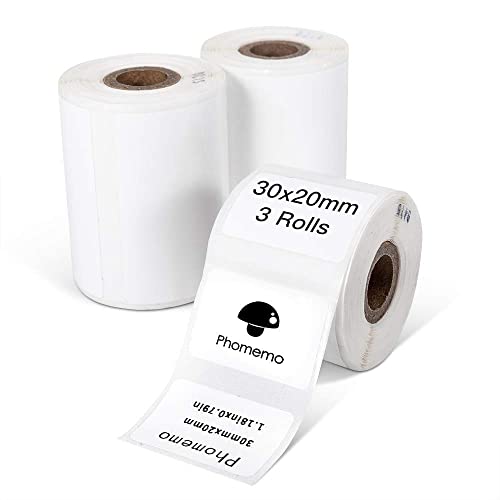 Phomemo M110 Bluetooth Label Maker with 3 Rolls 1.18" x 0.79" (30x20mm)，Bluetooth Thermal Label Maker Printer for Clothing, Jewelry, Retail, Mailing, Barcode, Compatible with Android & iOS System