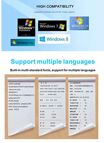 WeeiUs POS Thermal Receipt Printer, USB Ethernet LAN Serial Connection, with auto-Cutter, Restaurant Printer, 3 1/8 80mm, Support Windows ESC/POS, RJ11RJ12 Cash Drawer