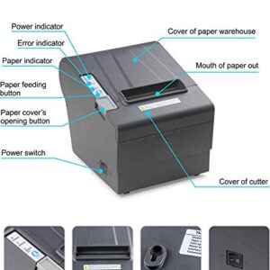 WeeiUs POS Thermal Receipt Printer, USB Ethernet LAN Serial Connection, with auto-Cutter, Restaurant Printer, 3 1/8 80mm, Support Windows ESC/POS, RJ11RJ12 Cash Drawer