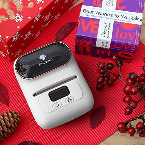 Phomemo M110 Address Label Maker for Mailing,Portable Label Sticker Barcode Printer for Clothing, PhotoLogo, Jewelry, Retail, Office, Home, for iOS & Android, with 1 40×30mm Label