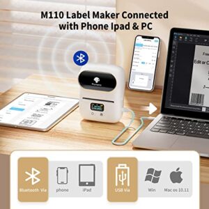 Phomemo M110 Address Label Maker for Mailing,Portable Label Sticker Barcode Printer for Clothing, PhotoLogo, Jewelry, Retail, Office, Home, for iOS & Android, with 1 40×30mm Label